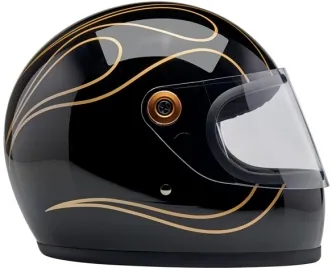 Biltwell Gringo S Helmet - Gloss Black Flames - Size Medium (1003-567-503)