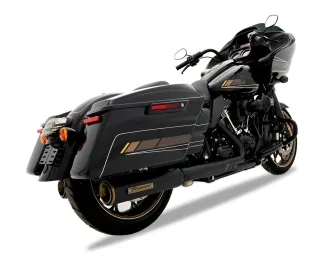 Rinehart 4.5 Inch HP45 Slip-On Mufflers In Black With Bronze End Caps For Harley Davidson 2017-2024 Touring Models (500-1101)