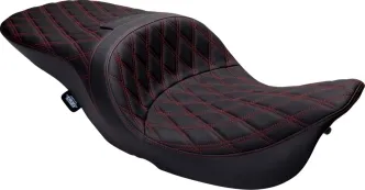 Drag Specialties Freedom Touring Seat With Red Stitching For Harley Davidson 2008-2024 Touring Road King, Electra Glide & Street Glide Models (0801-1507)