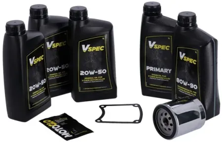 Vspec Mineral Oil Service Kit With Chrome Filter For 1987-1994 Harley Davidson FXR (ARM218589)