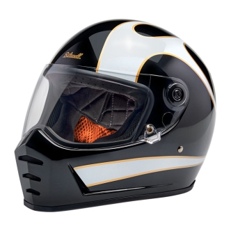 Biltwell Lane Splitter ECE R22.06 Helmet In White Flames - XS (1004-570-501)