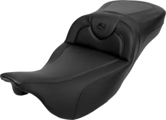 Saddlemen Extended Reach Roadsofa Carbon Fiber Seat With Drivers Backrest For Harley Davidson 2008-2024 Touring Models (A808-07R-186BLK)