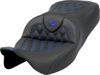 Saddlemen RoadSofa Blue Lattice Stitched Seat For Harley Davidson 2008-2024 FLHR, FLHT, FLHX & FLTR Touring Models (Does Not Fit 2023-2024 CVO Models) (A808-07B-182BLU)