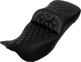 Saddlemen Extended Reach Roadsofa Carbon Fiber Lattice Stitched Heated Seat Without Backrest For Harley Davidson 2008-2024 Touring Models (808-07CF-184HCT)