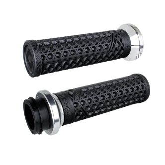 ODI Lock-on Hart-Luck Signature Full-Waffle Grips In Black For 2008-2024 Harley Davidson E-Throttle Models (V31VHTWB-S)