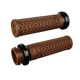 ODI Vans Signature Lock-On Grips In Brown For 2008-2024 Harley Davidson E-Throttle Models (V31VHTWN-B)