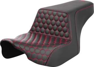 Saddlemen Honeycomb Step-Up Seat With Red Stitching For Harley Davidson 2023-2024 CVO Road Glide & Street Glide Models (823-07-17704)