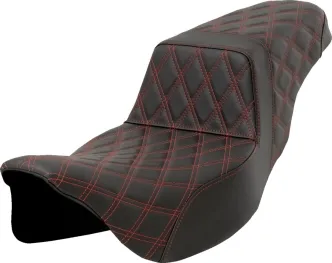 Saddlemen Extended Reach Lattice Stitched Step-Up Seat With Red Stitching For Harley Davidson 2008-2023 FLHR, FLHT, FLHX & FLTR Touring Models (Does Not Fit 2023-2024 CVO Models) (808-07E-17504)