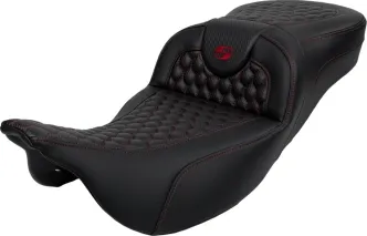 Saddlemen Carbon Fiber Extended Reach Honeycomb Roadsofa Seat With Red Stitching For Harley Davidson 2008-2023 Touring Models (A808-07B-190RED)