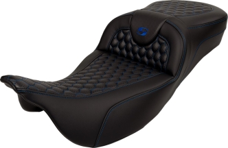 Saddlemen Carbon Fiber Extended Reach Honeycomb Roadsofa Seat With Blue Stitching For Harley Davidson 2008-2023 Touring Models (A808-07B-190BLU)