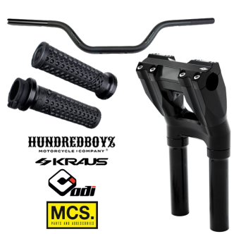 Hundredboyz X MCS Clubstyle Handlebar Kit With 10 Inch Risers For 1974-2022 Harley Davidson With Single or Dual Throttle Cables (ARM976007)