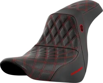 Saddlemen Carbon Fiber Pro Series SDC Performance Gripper Seat With Red Stitching For Harley Davidson 2018-2024 Softail FLSB Sport Glide & FXLRS/FXLRST Low Rider S/ST Models (SC81829RED)