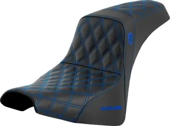 Saddlemen Carbon Fiber Pro Series SDC Performance Grip Seat With Blue Stitching For Harley Davidson 2018-2024 FXBB Street Bob & FXST Standard Models (SC81830BLU)