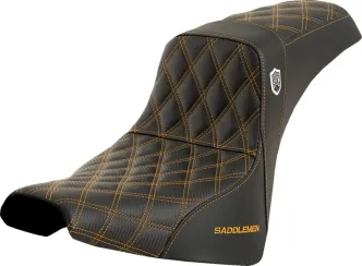 Saddlemen Carbon Fiber Pro Series SDC Performance Grip Seat With Gold Stitching For Harley Davidson 2018-2024 FXBB Street Bob & FXST Standard Models (SC81830GOL)