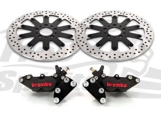 Free Spirits 320mm Brake Rotor Upgrade Kit With 4 Piston Brembo Caliper In Black For 2008-2017 Dyna Fat Bob (203923KK)